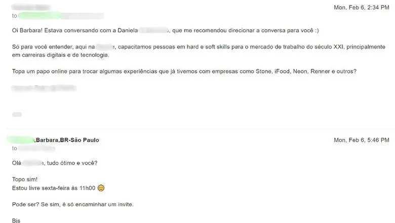 Resposta da Nestlé aceitando a reunião